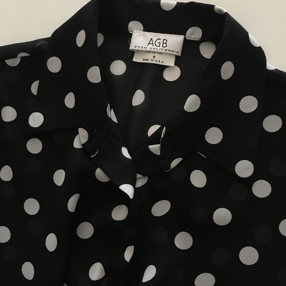 AGB Polka dot Longsleeve blouse Size M - Picture 2 of 5